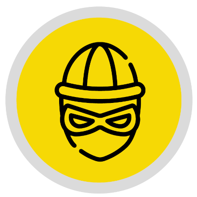 Icono de persona usando casco y gafas protectoras